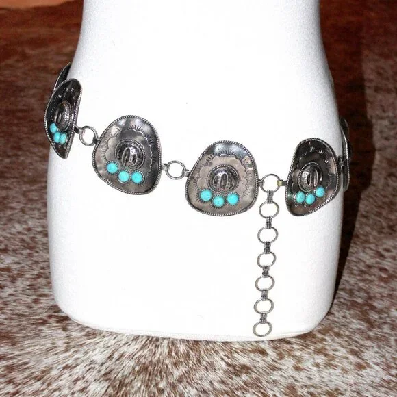 Southwest Sombrero Hat Medallion Belt - Size L/XL - Picture 6 of 13